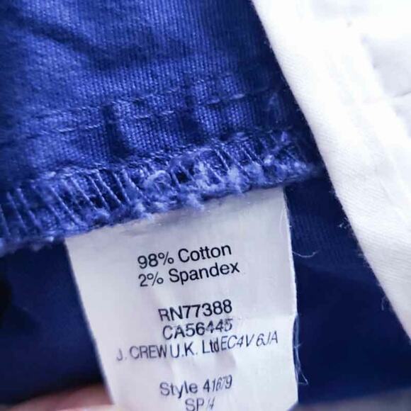 Womens J. Crew Fact Nautical Stretch Shorts Navy 6 Flat Front Cotton Blue Short - Picture 2 of 4